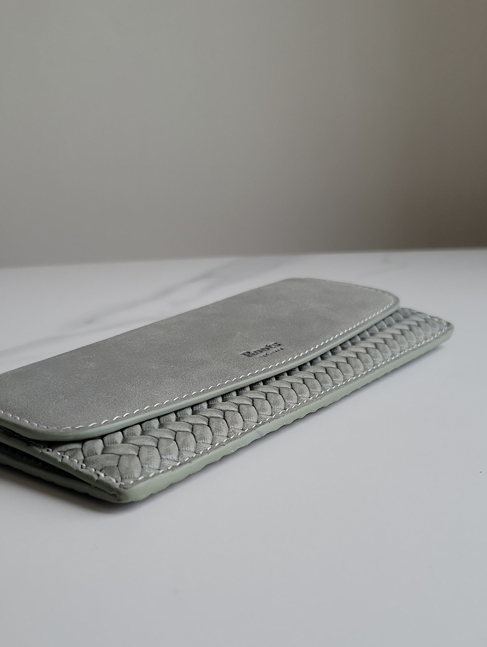 Roots Braided Leather Long Wallet - Gray - Picture 4 of 14